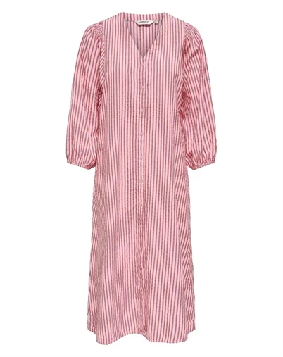 Only - ONLRolly Midi Stripe Kjole - High Risk Red